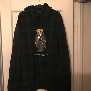 bear tartan fleece hoodie